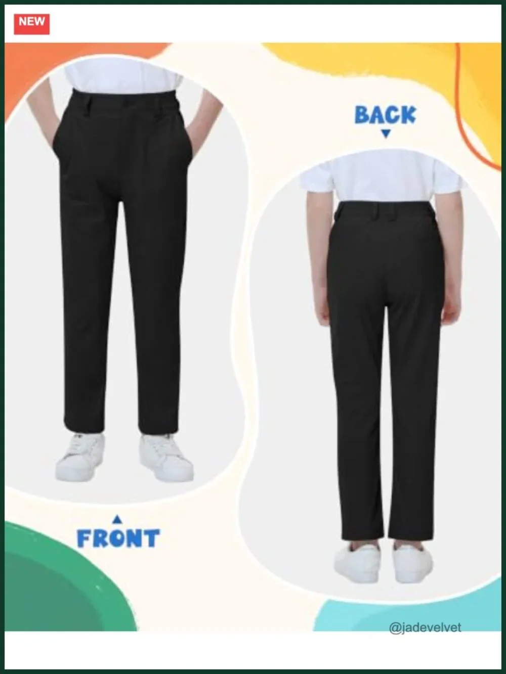 Kids Golf Pants Stretch Dress Pants with Pockets Elastic Waist School Uniform